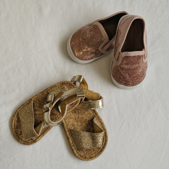mixed brands baby girl glitter summer shoes / sandals bundle 2 pairs - Picture 2 of 10